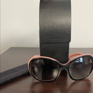 Prada Black Front with Pink Arms Oversized Women’s Sunglasses
